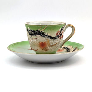 Antique Dragonware Demitasse Cup and Saucer Hand Painted with Moriage